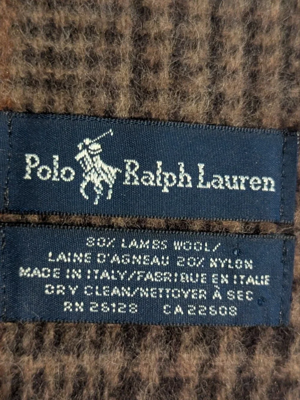 POLO Ralph Lauren Lambswool Classic Plaid/Brown Houndstooth Reversible Scarf